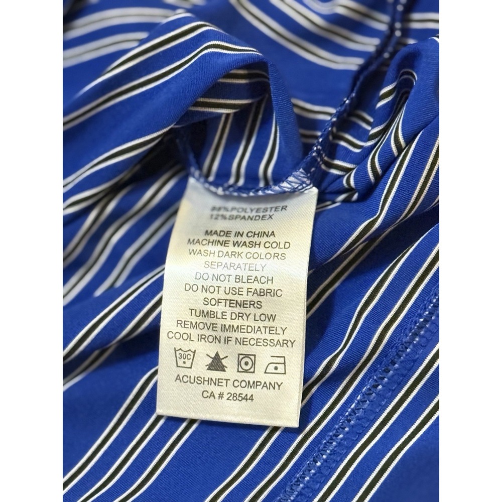 NEW Footjoy Mens L Blue Striped Polo Shirt Stretch Performance Golf Embroidered - Picture 7 of 10